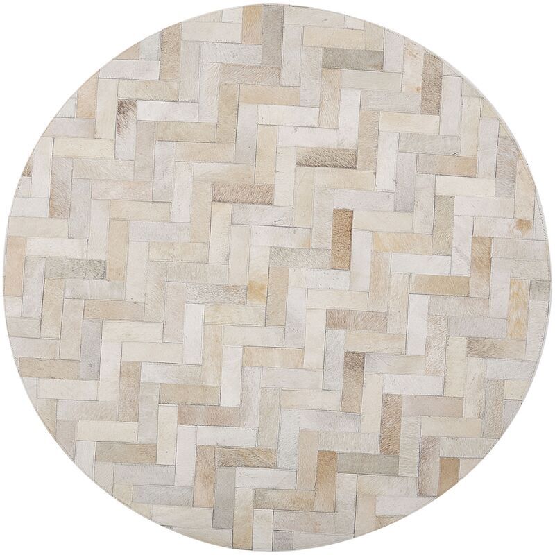 BELIANI Alfombra de piel patchwork beige ø140 cm KALABAK BELIANI Alfombra de piel patchwork beige ø140 cm KALABAK