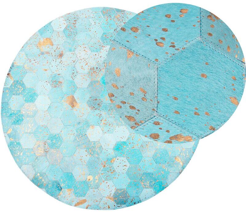 Beliani - Alfombra redonda de piel turquesa ø 140 cm ZEYTIN Beliani - Alfombra redonda de piel turquesa ø 140 cm ZEYTIN