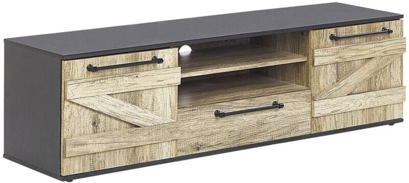 Beliani - Mueble TV madera clara/negro SALTER Beliani - Mueble TV madera clara/negro SALTER