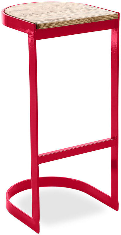 PRIVATEFLOOR Taburete industrial de metal y madera 77cm - Lia Rojo PRIVATEFLOOR Taburete industrial de metal y madera 77cm - Lia Rojo
