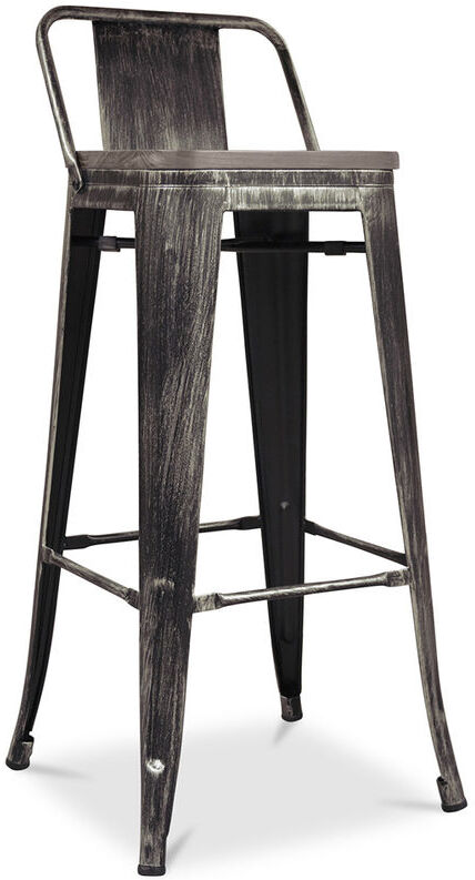 PRIVATEFLOOR Taburete Tolix con respaldo pequeño en madera Pauchard Style - 76 cm PRIVATEFLOOR Taburete Tolix con respaldo pequeño en madera Pauchard Style - 76 cm