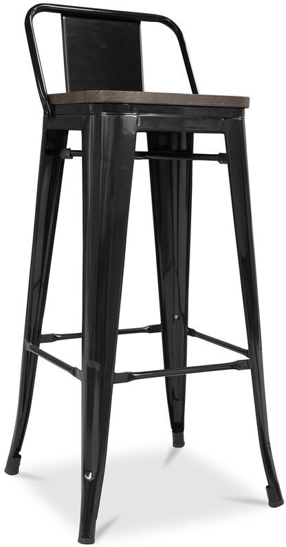 PRIVATEFLOOR Taburete Tolix con respaldo pequeño en madera Pauchard Style - 76 cm PRIVATEFLOOR Taburete Tolix con respaldo pequeño en madera Pauchard Style - 76 cm