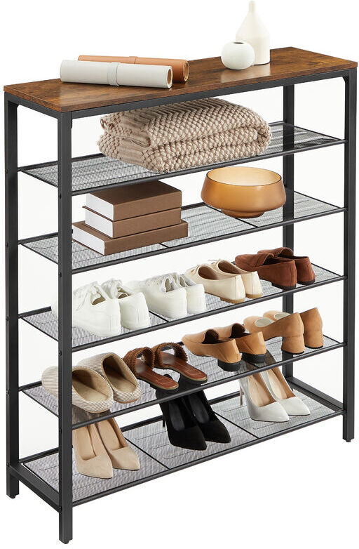 SONGMICS VASAGLE Zapatero, Estante para zapatos, 5 estantes de malla, Tapa SONGMICS VASAGLE Zapatero, Estante para zapatos, 5 estantes de malla, Tapa