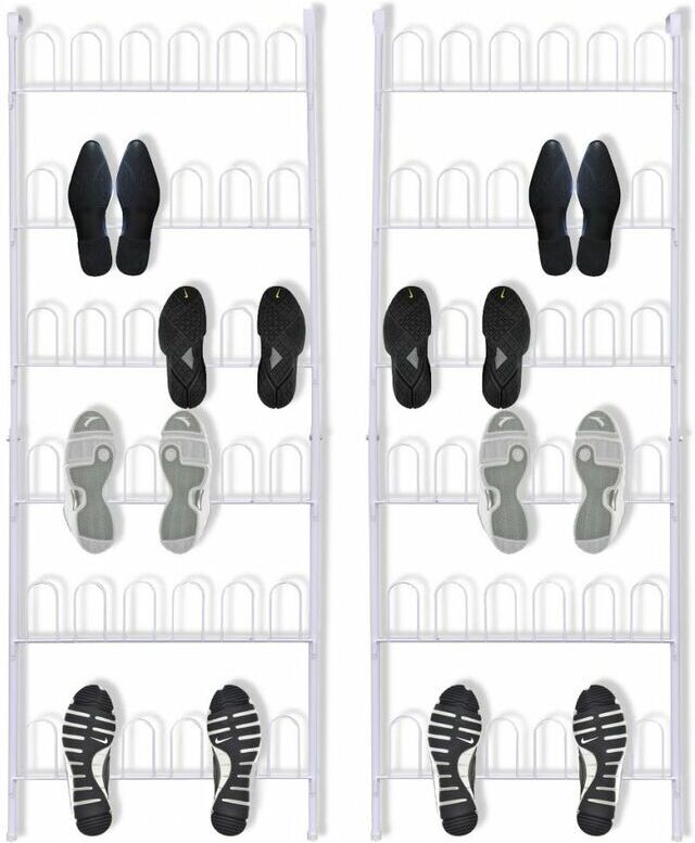 ASUPERMALL Zapatero para 18 pares 2 piezas acero blanco ASUPERMALL Zapatero para 18 pares 2 piezas acero blanco