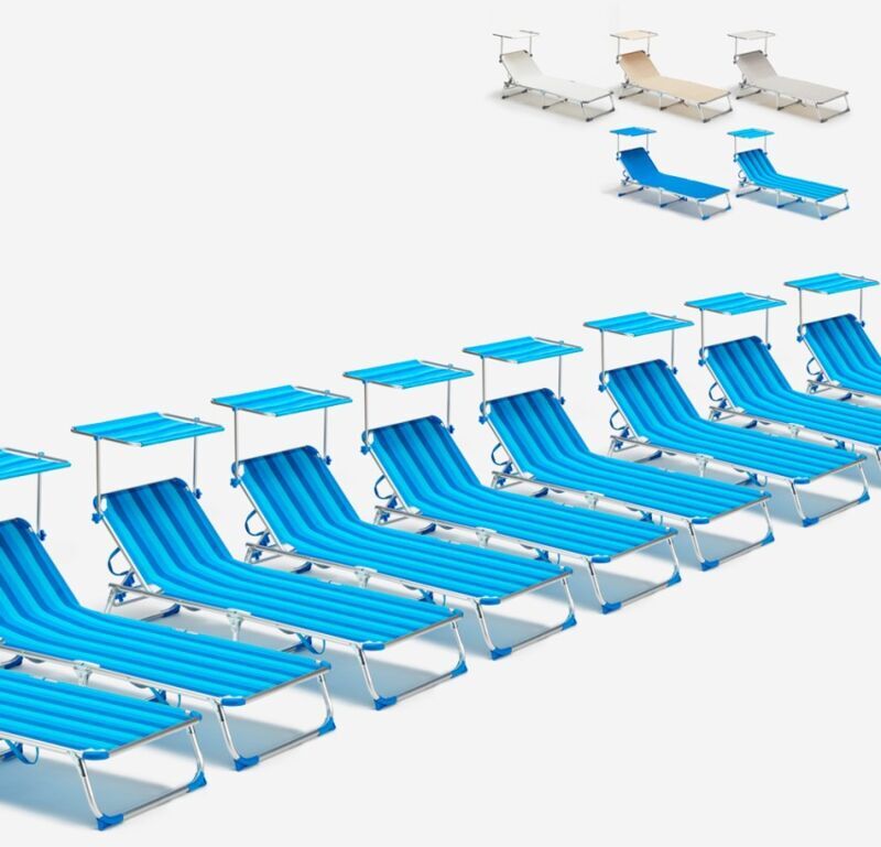 BEACH AND GARDEN DESIGN 24 Tumbonas de playa plegable portátil aluminio California   Rayas BEACH AND GARDEN DESIGN 24 Tumbonas de playa plegable portátil aluminio California   Rayas
