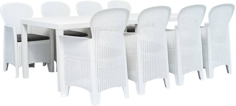 ASUPERMALL Comedor de jardin 9 piezas plastico con aspecto de ratan blanco ASUPERMALL Comedor de jardin 9 piezas plastico con aspecto de ratan blanco