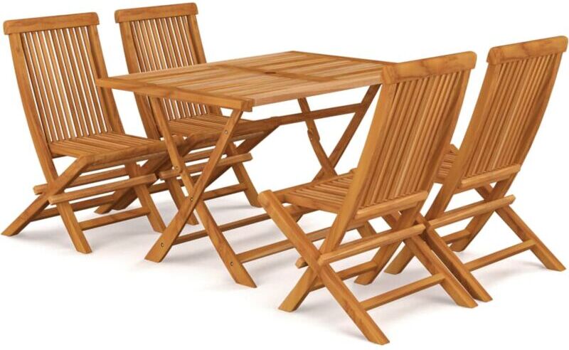 VIDAXL Conjunto de comedor de jardín 5 piezas madera maciza de teca - Marrone VIDAXL Conjunto de comedor de jardín 5 piezas madera maciza de teca - Marrone