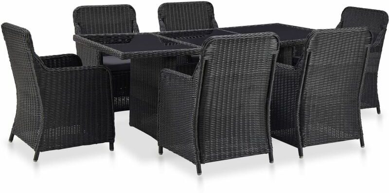 YOUTHUP Conjunto de comedor de jardín 7 piezas ratán sintético negro YOUTHUP Conjunto de comedor de jardín 7 piezas ratán sintético negro
