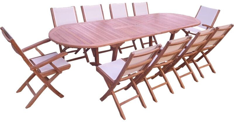TECK'LINE Conjunto de jardín de teca de lujo mesa NILA 10 plazas TECK'LINE Conjunto de jardín de teca de lujo mesa NILA 10 plazas