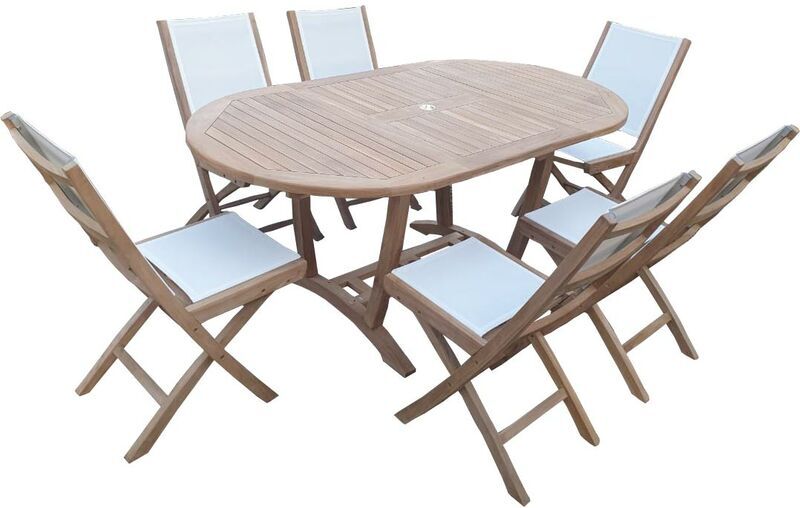 TECK'LINE Conjunto de jardín de teca de lujo SALIA 6 asientos TOREA Batyline TECK'LINE Conjunto de jardín de teca de lujo SALIA 6 asientos TOREA Batyline