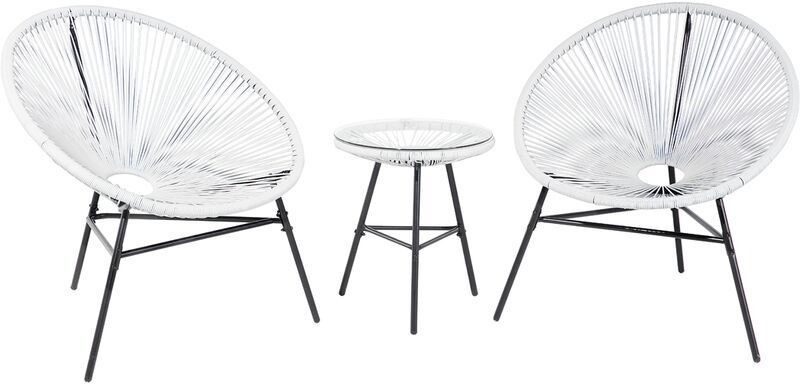 Beliani - Conjunto de jardín de ratán blanco ACAPULCO Beliani - Conjunto de jardín de ratán blanco ACAPULCO