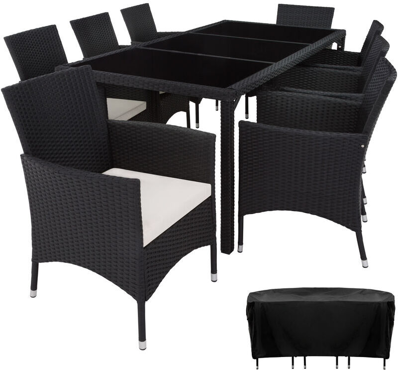 Tectake - Conjunto de ratán 8+1 Valencia - mueble de exterior de poli Tectake - Conjunto de ratán 8+1 Valencia - mueble de exterior de poli