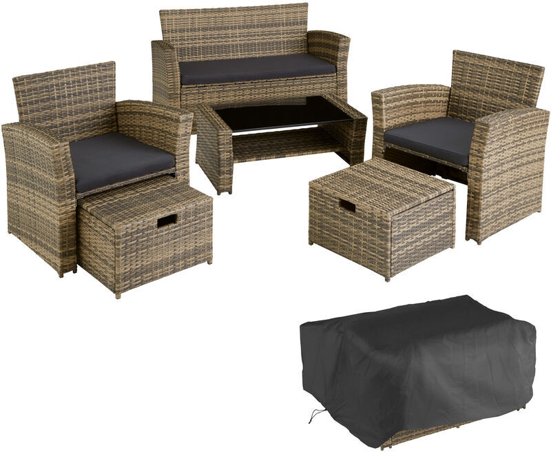 Tectake - Conjunto de ratán Módena - mueble de exterior de poli ratán, Tectake - Conjunto de ratán Módena - mueble de exterior de poli ratán,