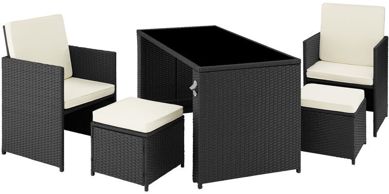 Tectake - Conjunto de ratán Palermo - negro negro - negro Tectake - Conjunto de ratán Palermo - negro negro - negro