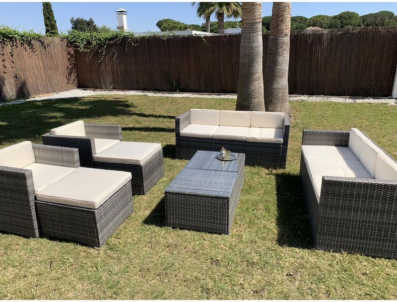 KIEFERGARDEN Conjunto de sofá con 2 otomanos, 2 sillones y 2 mesas Los Ángeles color KIEFERGARDEN Conjunto de sofá con 2 otomanos, 2 sillones y 2 mesas Los Ángeles color