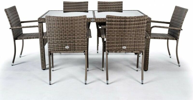 KIEFERGARDEN – Conjunto Set Muebles Jardín y Terraza, 6 plazas, Gris, Ratán KIEFERGARDEN – Conjunto Set Muebles Jardín y Terraza, 6 plazas, Gris, Ratán