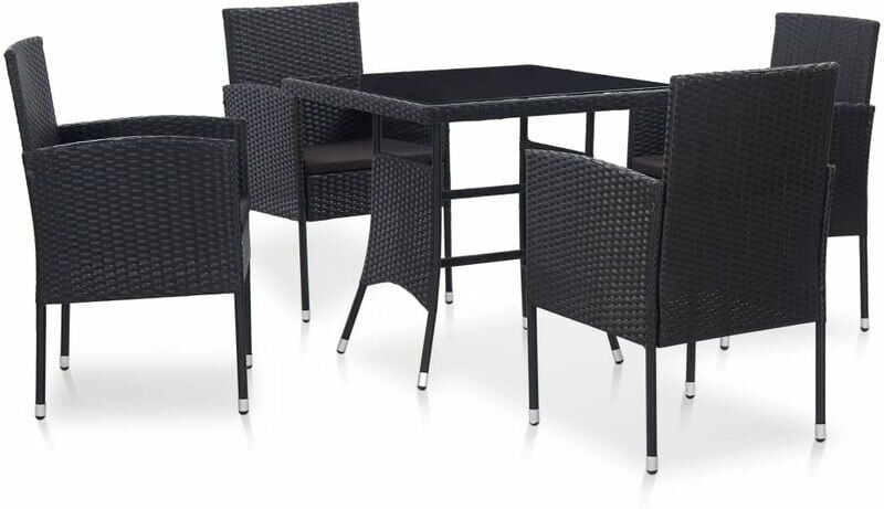 Youthup - Juego de comedor de jardín 5 piezas de ratán sintético negro Youthup - Juego de comedor de jardín 5 piezas de ratán sintético negro