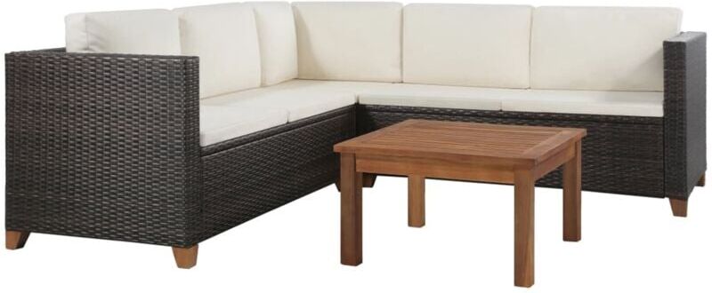 VIDAXL Set muebles de jardín 4 piezas y cojines ratán sintético marrón VIDAXL Set muebles de jardín 4 piezas y cojines ratán sintético marrón
