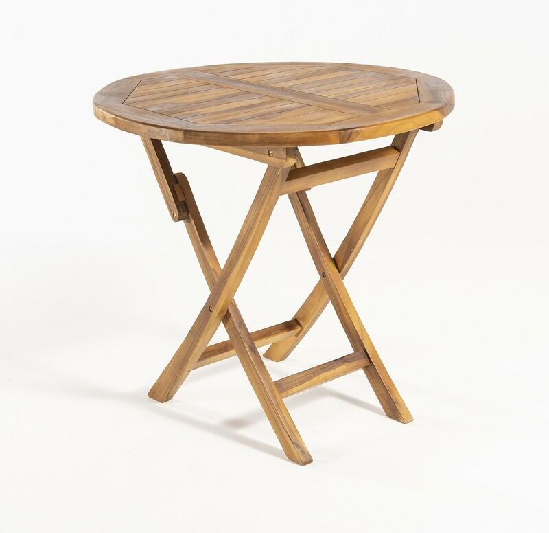 EDENJARDIN Mesa de jardín teca plegable redonda de 80 cm   Madera teca grado A EDENJARDIN Mesa de jardín teca plegable redonda de 80 cm   Madera teca grado A
