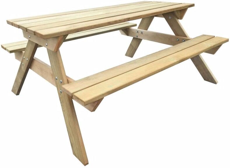 ASUPERMALL Mesa de picnic de madera de pino FSC 150x135x71,5 cm