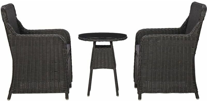 Asupermall - Mesa y sillas bistro de jardin 3 pzas y cojines ratan PE Asupermall - Mesa y sillas bistro de jardin 3 pzas y cojines ratan PE