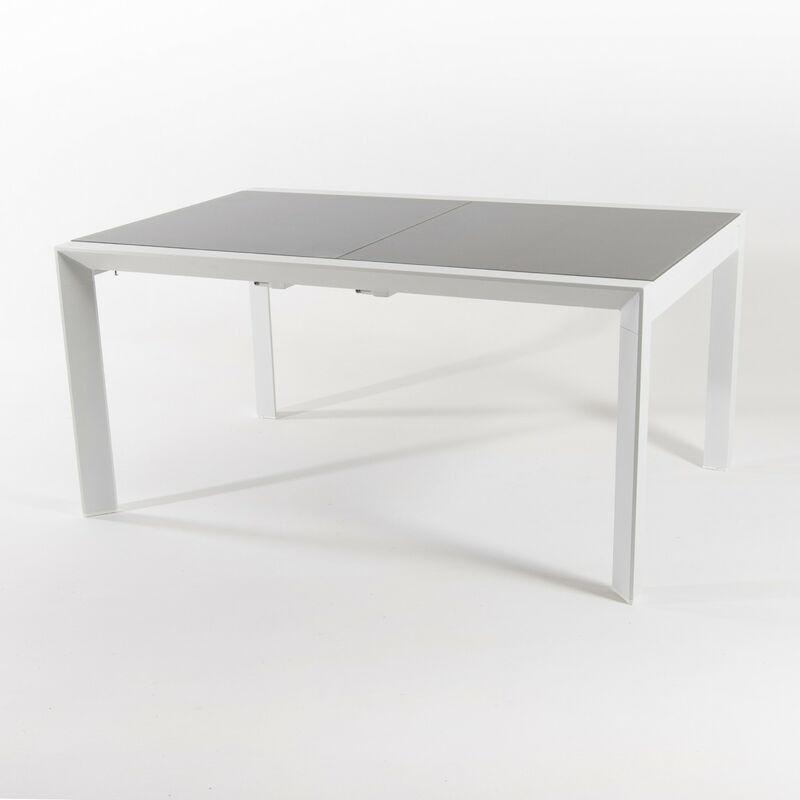 EDENJARDIN Mesa jardín extensible de 160 cm a 210 cm   Aluminio color blanco y EDENJARDIN Mesa jardín extensible de 160 cm a 210 cm   Aluminio color blanco y