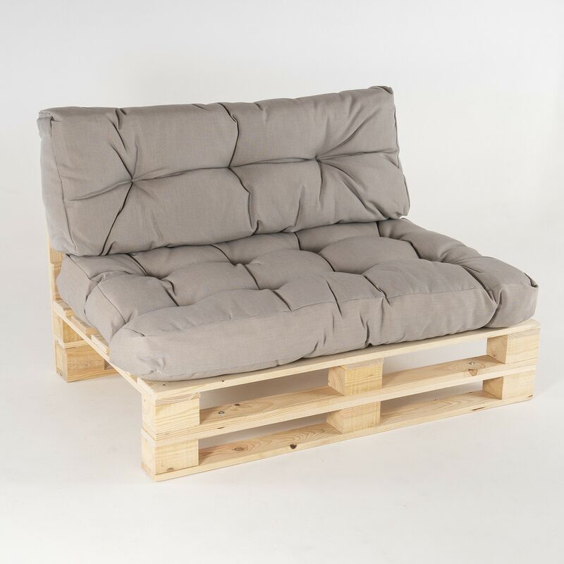 EDENJARDIN Sofá de palet + cojín de asiento 80x120x16 cm + cojín respaldo EDENJARDIN Sofá de palet + cojín de asiento 80x120x16 cm + cojín respaldo
