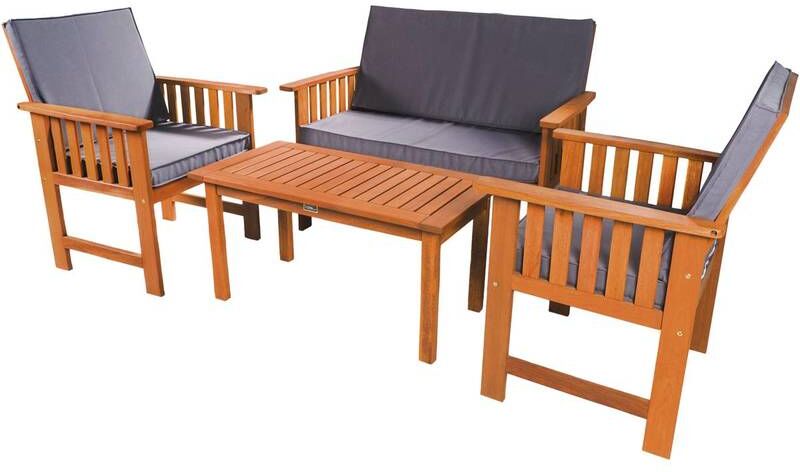 HABITAT ET JARDIN Salón de jardín en madera exótica Bangkok - Gris HABITAT ET JARDIN Salón de jardín en madera exótica Bangkok - Gris