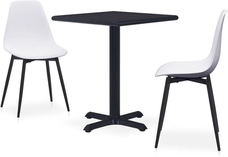 ASUPERMALL Set de comedor de jardin 3 piezas metal y PP blanco ASUPERMALL Set de comedor de jardin 3 piezas metal y PP blanco