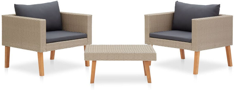 Asupermall - Set de muebles de jardin 3 pzas y cojines ratan sintetico Asupermall - Set de muebles de jardin 3 pzas y cojines ratan sintetico