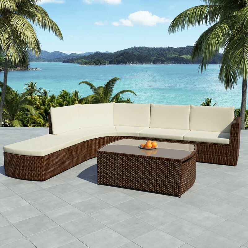 ASUPERMALL Set muebles de jardin 4 piezas y cojines ratan sintetico marron ASUPERMALL Set muebles de jardin 4 piezas y cojines ratan sintetico marron