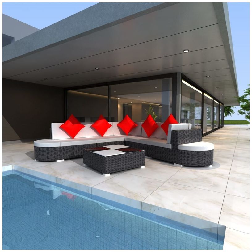 ASUPERMALL Set muebles de jardin 8 piezas y cojines ratan sintetico negro(no se ASUPERMALL Set muebles de jardin 8 piezas y cojines ratan sintetico negro(no se