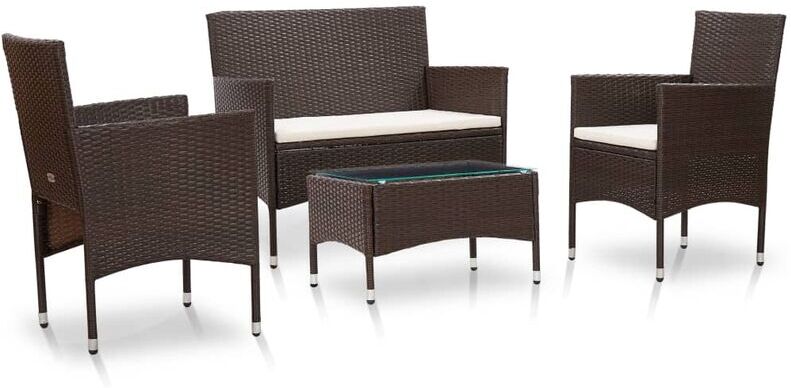 YOUTHUP Set muebles de jardín 4 piezas y cojines ratán sintético marrón YOUTHUP Set muebles de jardín 4 piezas y cojines ratán sintético marrón