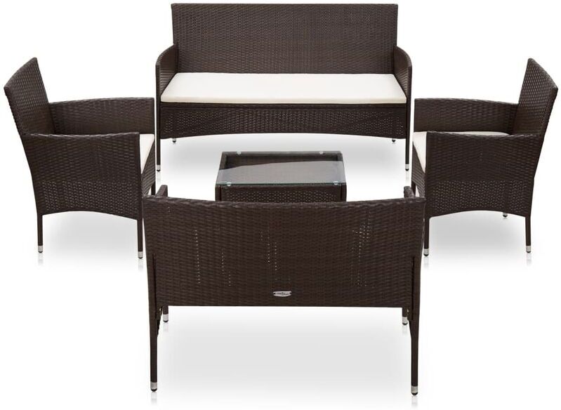 YOUTHUP Set muebles de jardín 5 piezas y cojines ratán sintético marrón YOUTHUP Set muebles de jardín 5 piezas y cojines ratán sintético marrón
