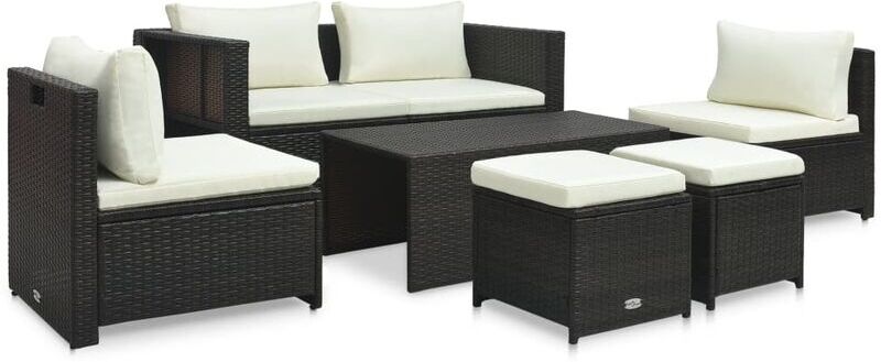 YOUTHUP Set muebles de jardín 6 piezas y cojines ratán sintético marrón YOUTHUP Set muebles de jardín 6 piezas y cojines ratán sintético marrón