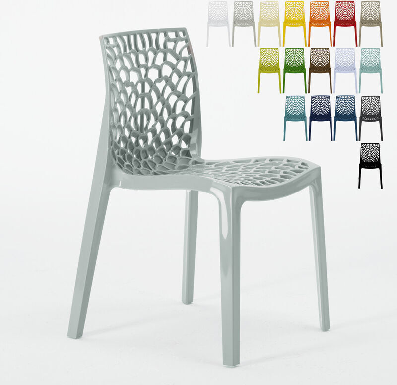 GRAND SOLEIL Silla Gruvyer para Cocina y Bar de Polipropileno Apilable Gris - Grand GRAND SOLEIL Silla Gruvyer para Cocina y Bar de Polipropileno Apilable Gris - Grand
