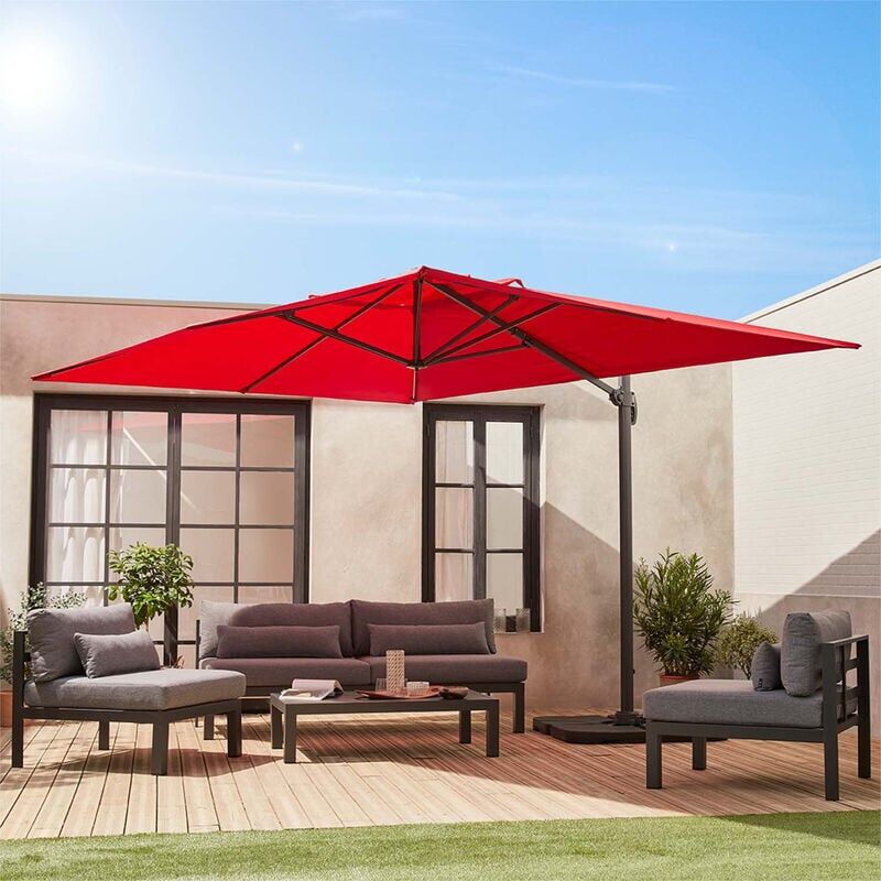ALICE'S GARDEN Parasol, Sombrilla, excéntrico cuadrado de 3x4m - Rojo terracota - ST ALICE'S GARDEN Parasol, Sombrilla, excéntrico cuadrado de 3x4m - Rojo terracota - ST