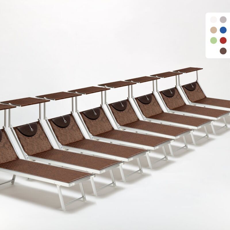 BEACH AND GARDEN DESIGN Stock 20 Tumbonas de Playa de Aluminio Santorini   Marrón BEACH AND GARDEN DESIGN Stock 20 Tumbonas de Playa de Aluminio Santorini   Marrón