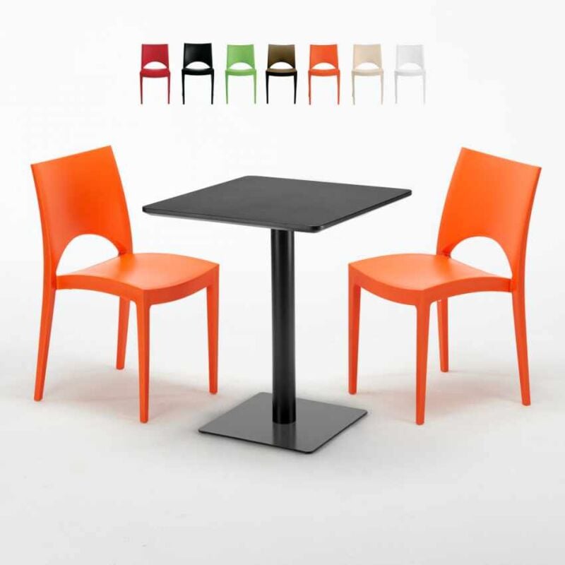 GRAND SOLEIL Mesa Cuadrada Negra 60x60 cm con 2 Sillas De Colores Paris Licorice GRAND SOLEIL Mesa Cuadrada Negra 60x60 cm con 2 Sillas De Colores Paris Licorice
