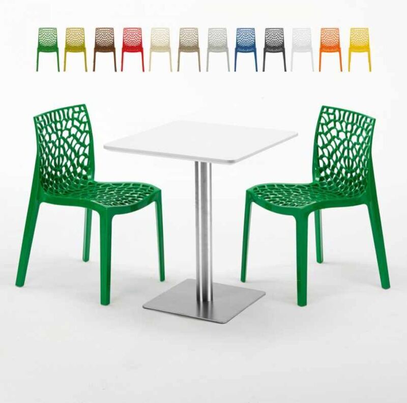 GRAND SOLEIL Mesa Cuadrada 60x60 cm Tablero Blanco y 2 Sillas De Colores Gruvyer GRAND SOLEIL Mesa Cuadrada 60x60 cm Tablero Blanco y 2 Sillas De Colores Gruvyer