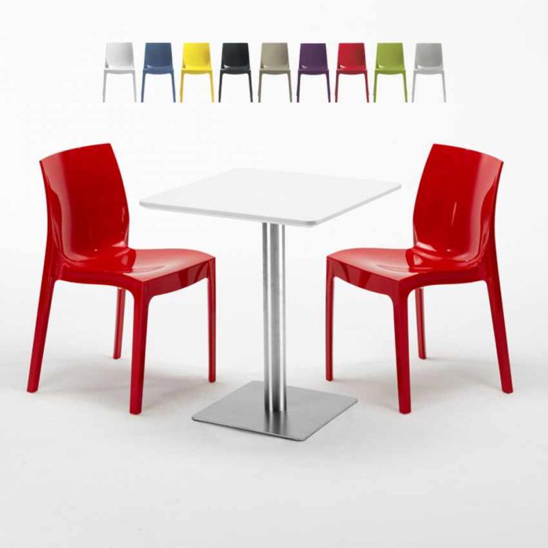 GRAND SOLEIL Mesa Cuadrada 60x60 cm Tablero Blanco y 2 Sillas De Colores Ice GRAND SOLEIL Mesa Cuadrada 60x60 cm Tablero Blanco y 2 Sillas De Colores Ice