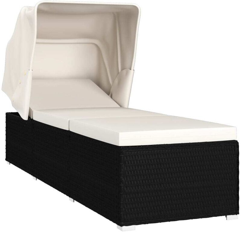 VIDAXL Tumbona con capota y cojín ratán sintético crema - Grigio - Vidaxl VIDAXL Tumbona con capota y cojín ratán sintético crema - Grigio - Vidaxl
