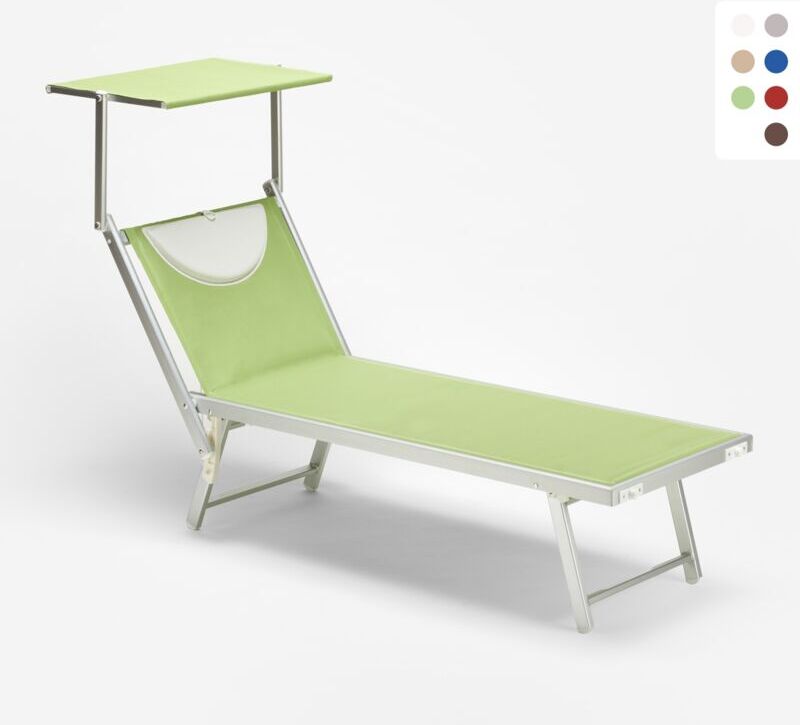 BEACH AND GARDEN DESIGN Tumbona de playa de aluminio con Toldo Parasol Santorini   Verde BEACH AND GARDEN DESIGN Tumbona de playa de aluminio con Toldo Parasol Santorini   Verde
