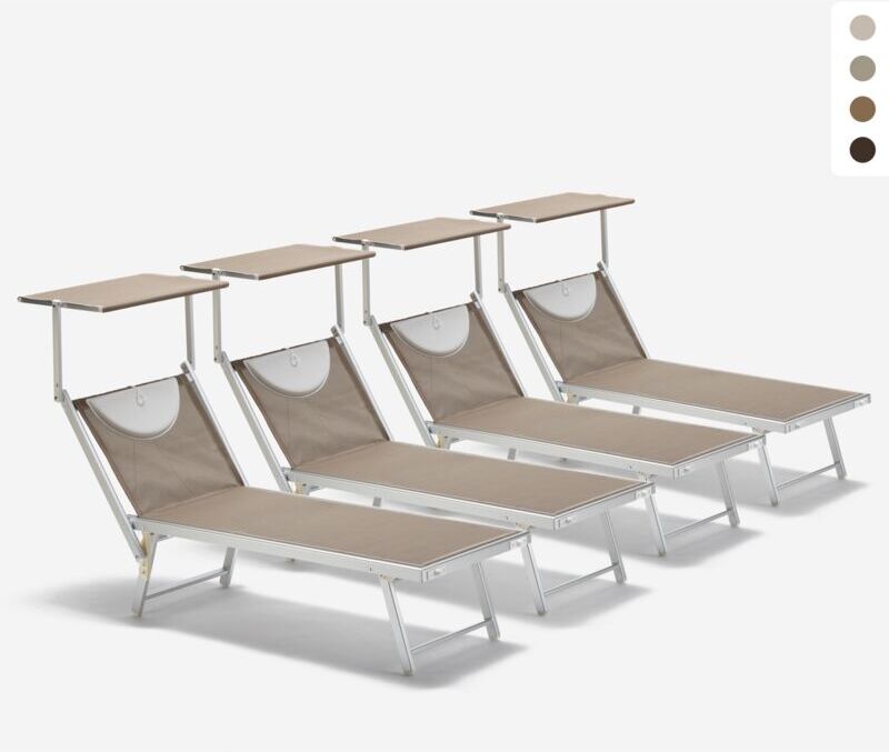 BEACH AND GARDEN DESIGN Tumbonas de aluminio playa hamaca Santorini Limited Edition 4 piezas BEACH AND GARDEN DESIGN Tumbonas de aluminio playa hamaca Santorini Limited Edition 4 piezas