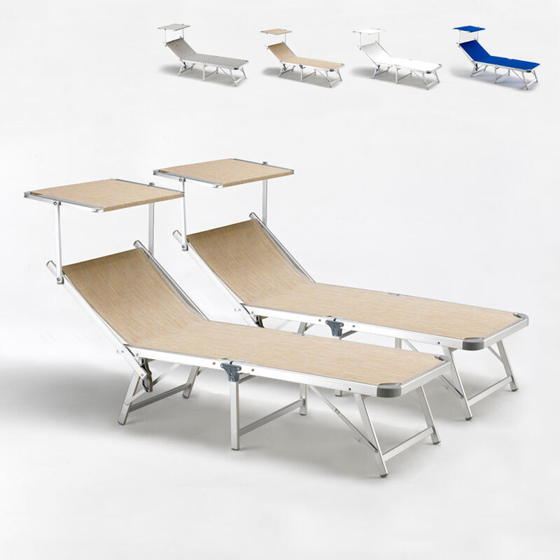 BEACH AND GARDEN DESIGN Tumbonas de playa plegables aluminio Gabicce Oferta 2 Piezas   Beige BEACH AND GARDEN DESIGN Tumbonas de playa plegables aluminio Gabicce Oferta 2 Piezas   Beige
