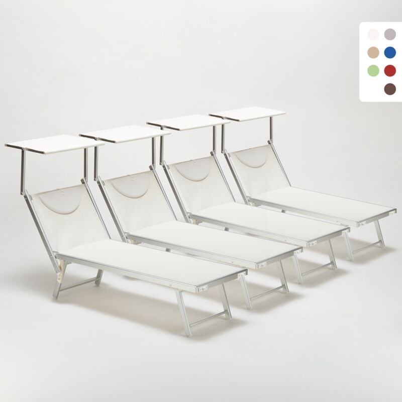 BEACH AND GARDEN DESIGN Tumbonas Profesional Aluminio Santorini 4 Piezas   Blanco BEACH AND GARDEN DESIGN Tumbonas Profesional Aluminio Santorini 4 Piezas   Blanco