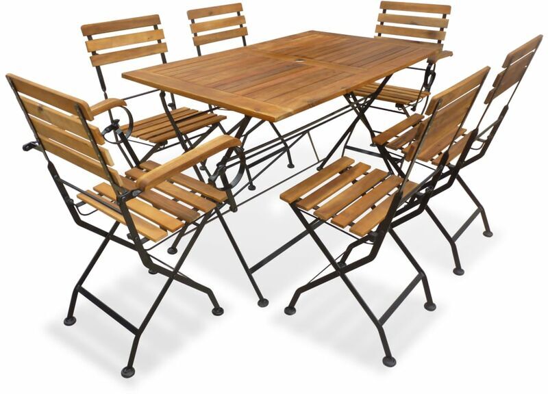 VIDAXL Comedor de jardín plegable 7 piezas de madera maciza de acacia VIDAXL Comedor de jardín plegable 7 piezas de madera maciza de acacia