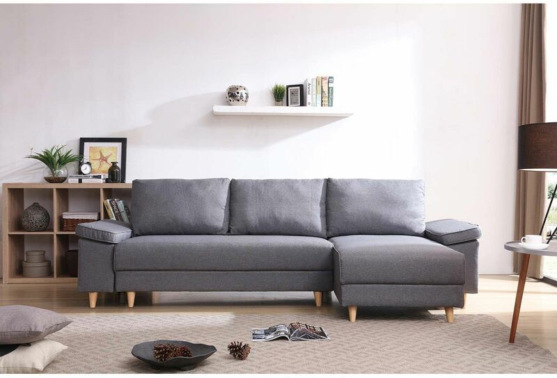 CONCEPT-USINE Brighton: Sofá esquinero convertible de 4 plazas gris - gris CONCEPT-USINE Brighton: Sofá esquinero convertible de 4 plazas gris - gris