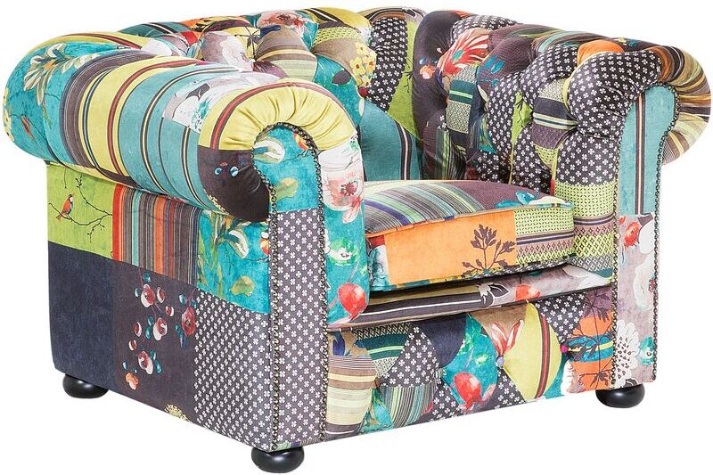 BELIANI Butaca multicolor amarilla CHESTERFIELD BELIANI Butaca multicolor amarilla CHESTERFIELD