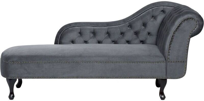 Beliani - Chaise longue derecho en terciopelo gris NIMES Beliani - Chaise longue derecho en terciopelo gris NIMES